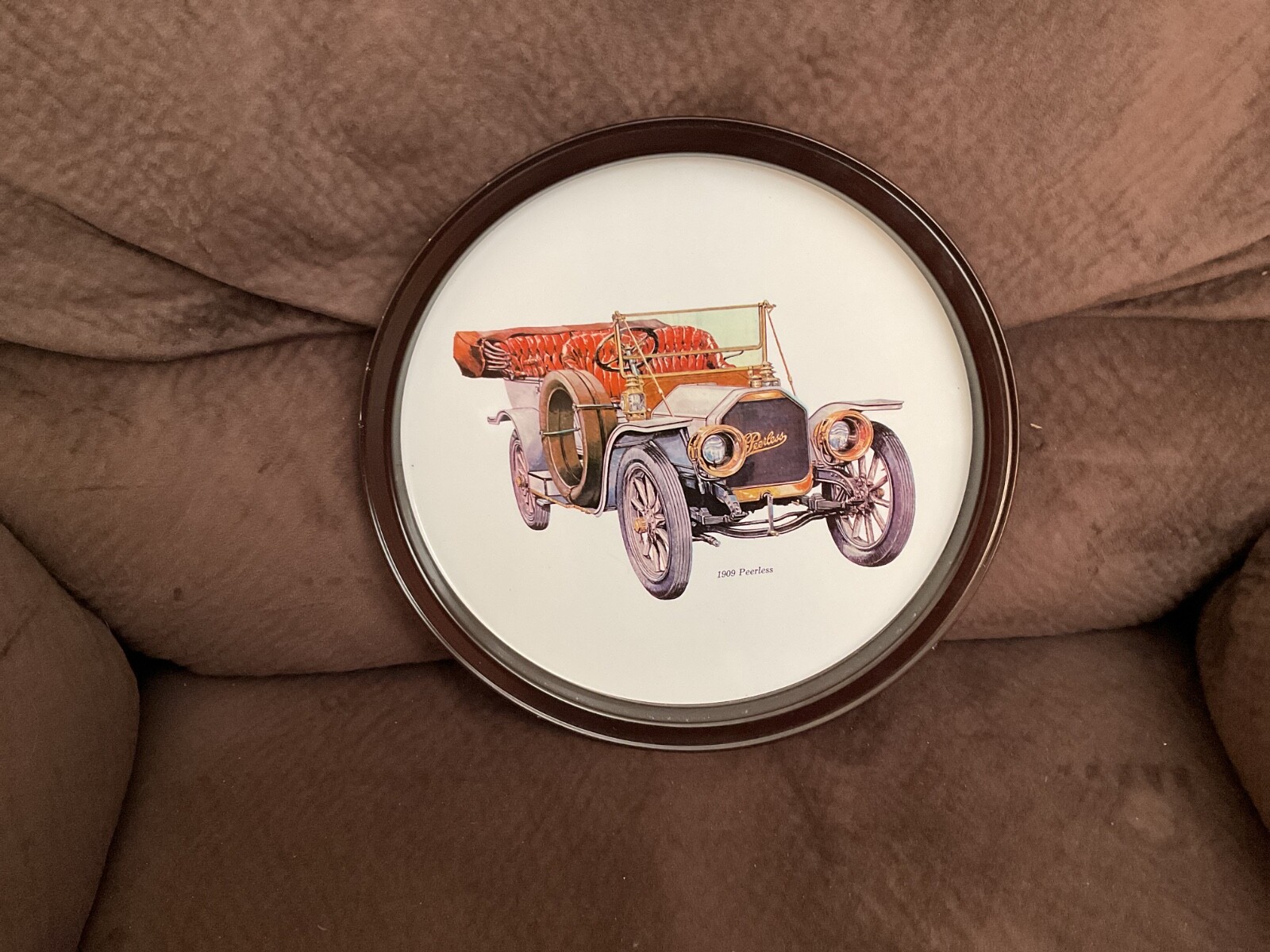 1909 Peerless Antique Car Collectible Serving Tin Tray 11” Round