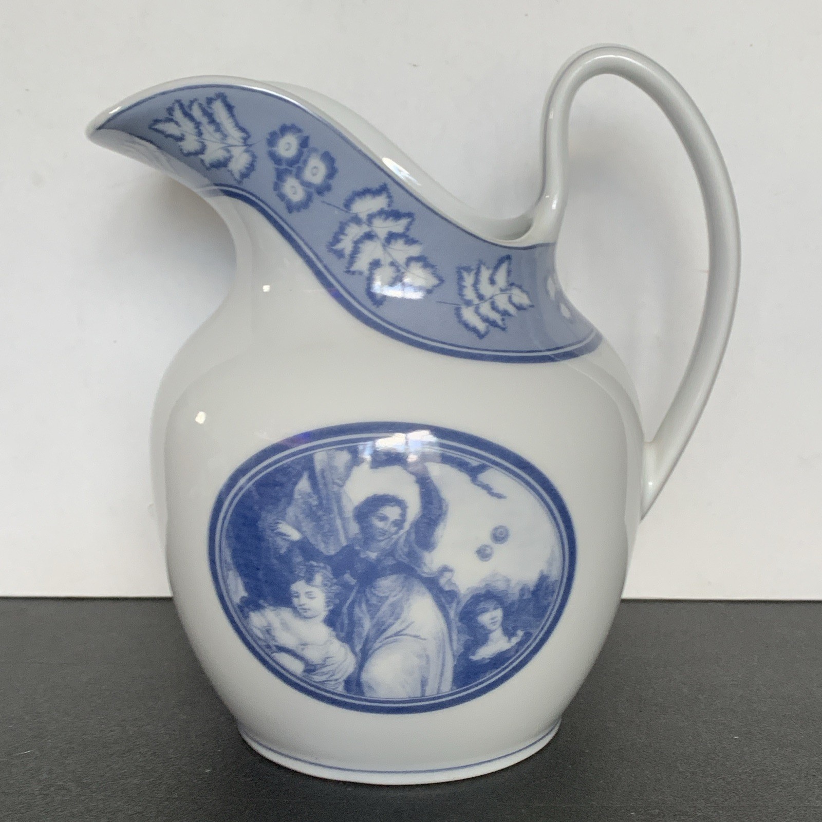 VTG Estee Lauder Royal Chateau Blue & White Porcelain Pitcher Vase Japan 6.25”