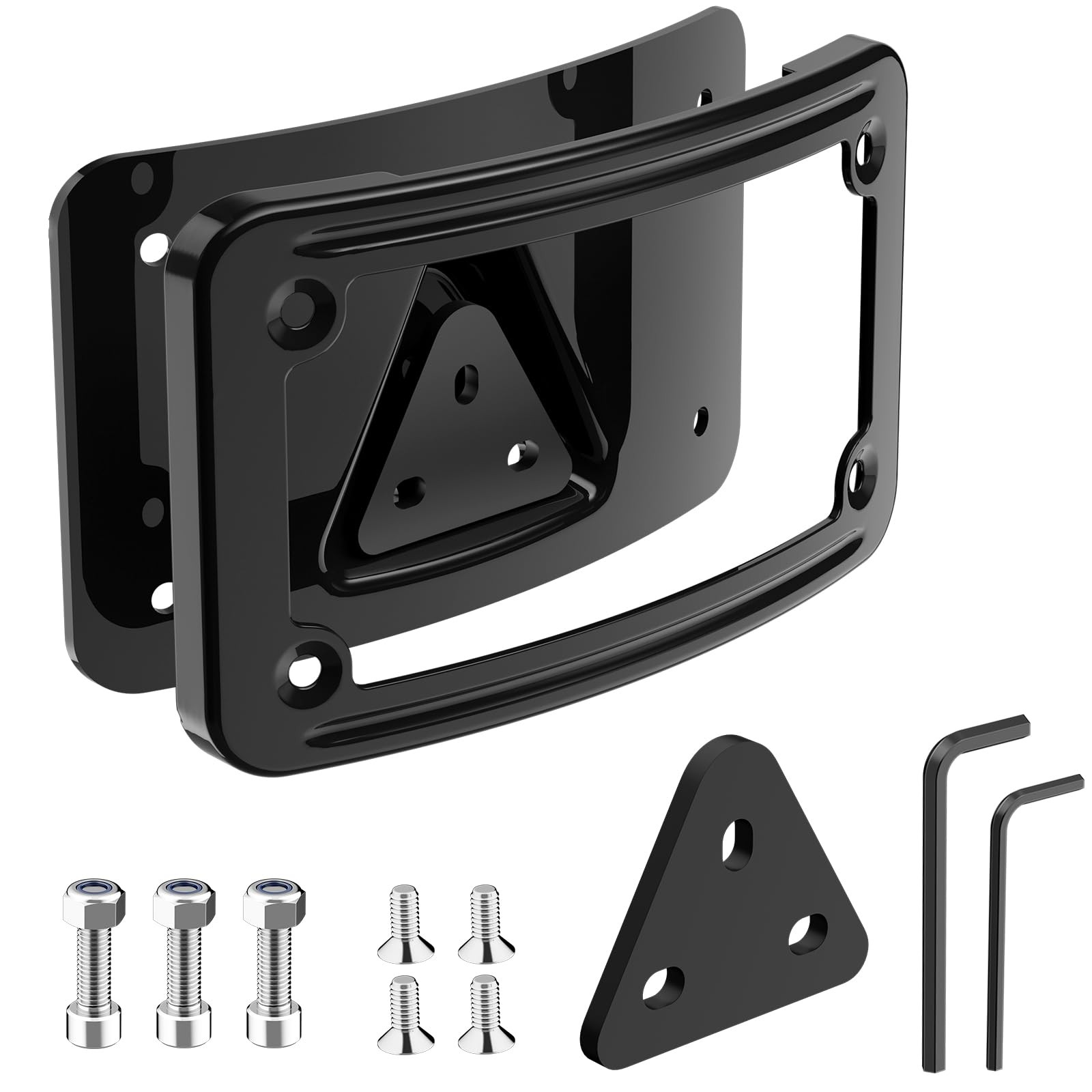 3148 Curved Laydown License Plate Mount with Frame for Harley Davidson