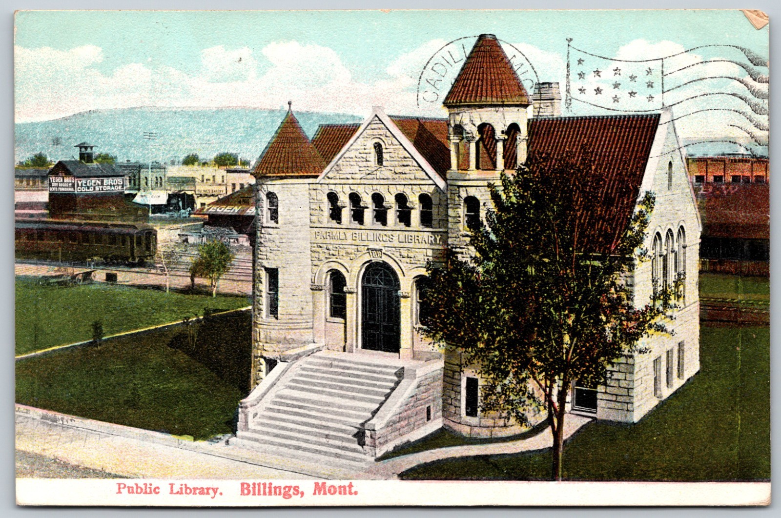 c1908 Public Library Billings Montana ANTIQUE Postcard 5238
