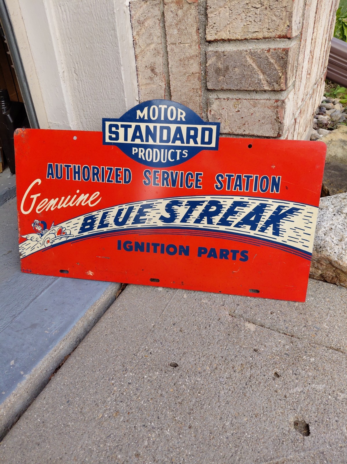 c.1940s Original Vintage Standard Motor Oil Products Sign Metal Blue Streak Gas