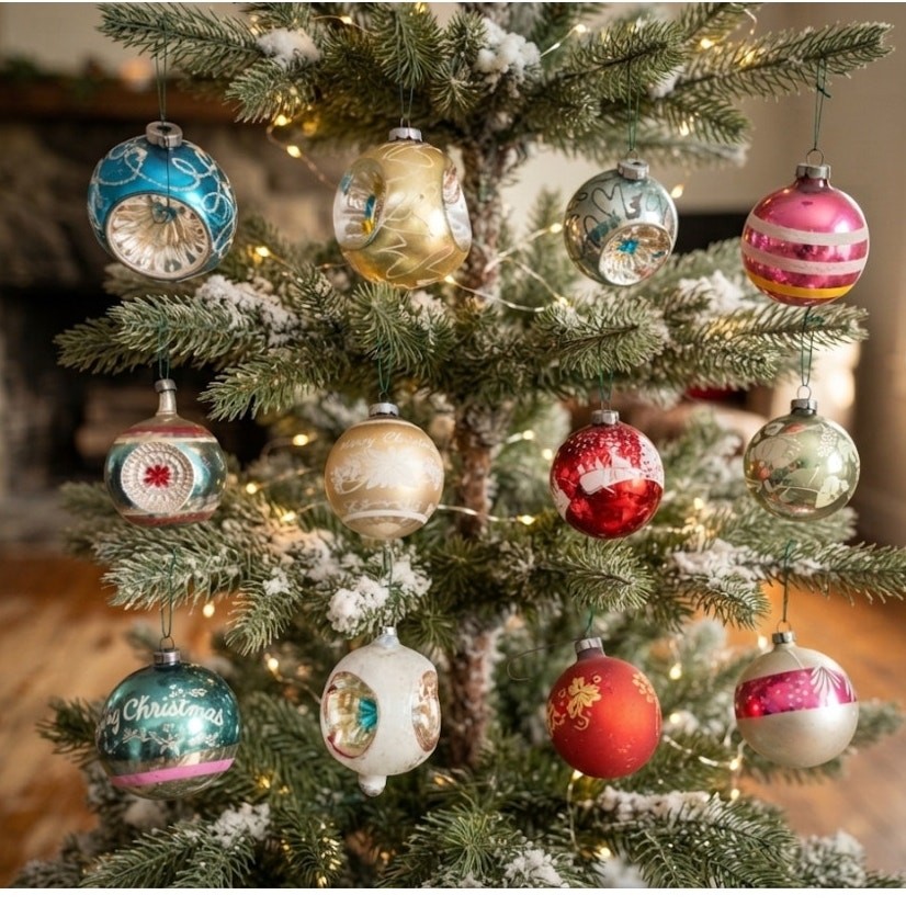 VTG Set of 13 European German Shiny Brite Christmas Tree Ornaments Home Decor