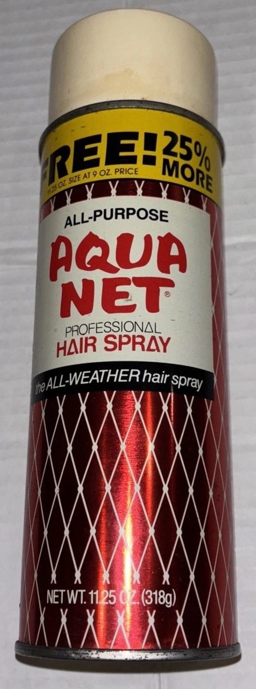 Vintage Hair Spray Aqua Net FULL Red Graphic Logo Can 11.25 Oz. Faberge Co.