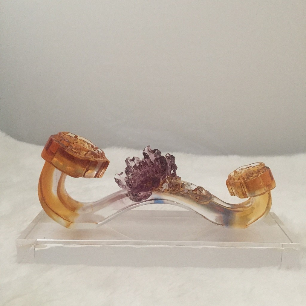 Liuli Crystal Glass Riches & Honour Ru-Yi Feng Shui Home Ornament with base