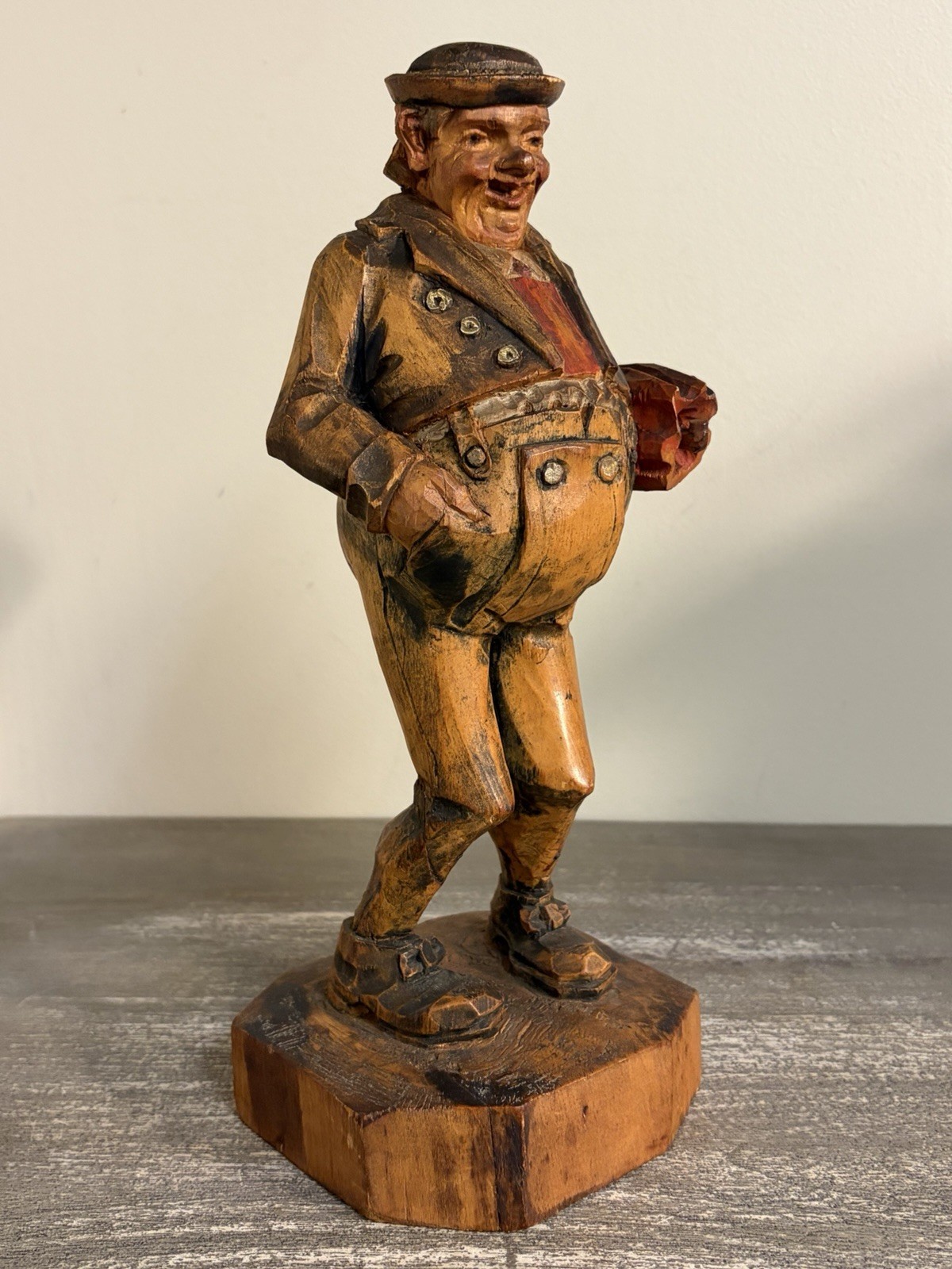 Vintage ANRI Italian Hand Carved Man With Umbrella 11 1/2\