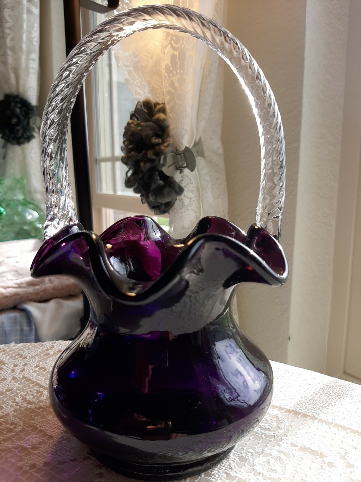 Vintage Fenton Dark Plum Basket EXQUISITE and RARE 8