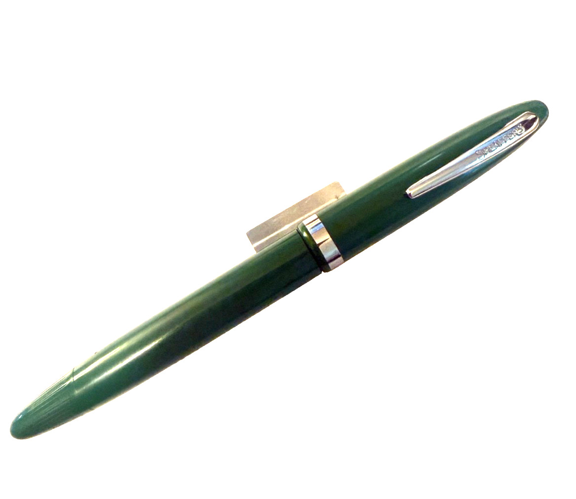 1950s Green Sheaffer Tip Dip Craftsman Fountain Pen M1 MED nib Touchdown Filler
