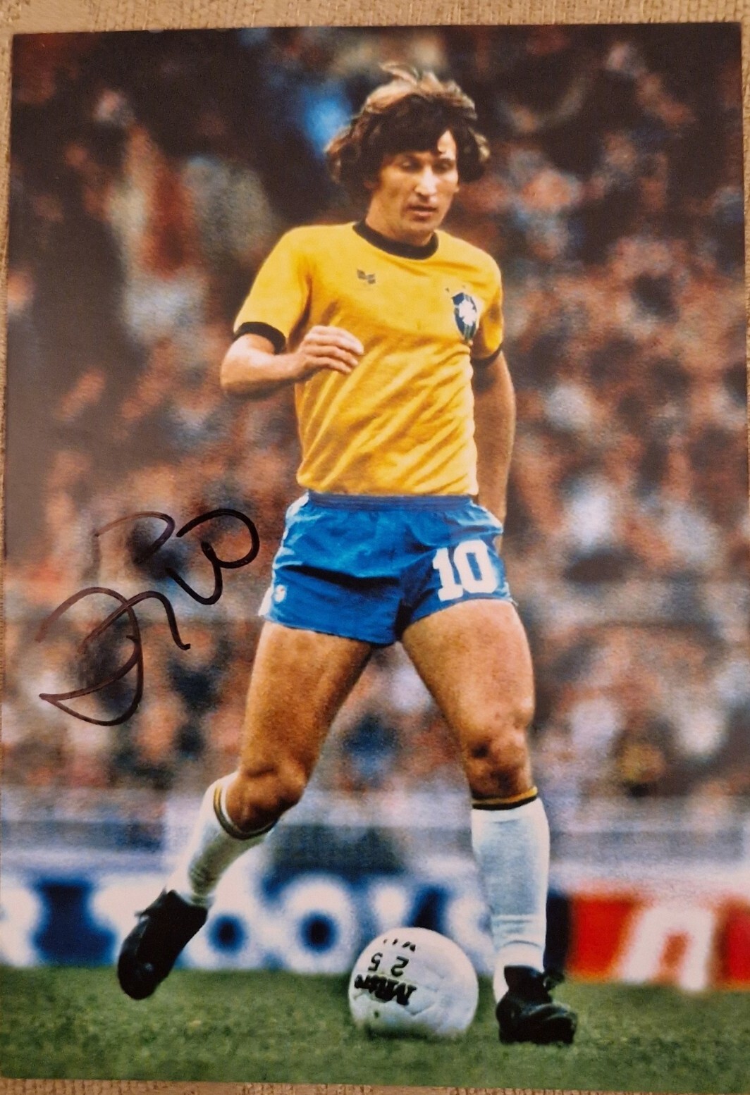 Zico - Brazilian football legend - signed 5.75x4
