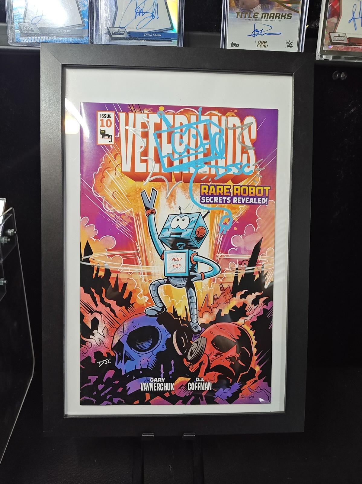 Veefriends Comic Book #10 Signed By DJ Coffman And a Doodle. Framed 