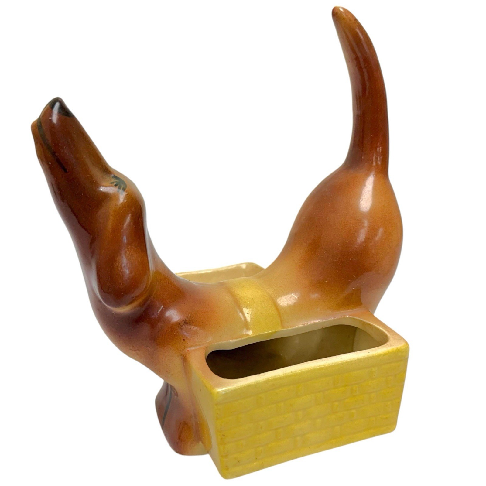 Vintage 50s/60s Ceramic Dachshund Weiner Dog Puppy Planter Pot Funny Unique MCM