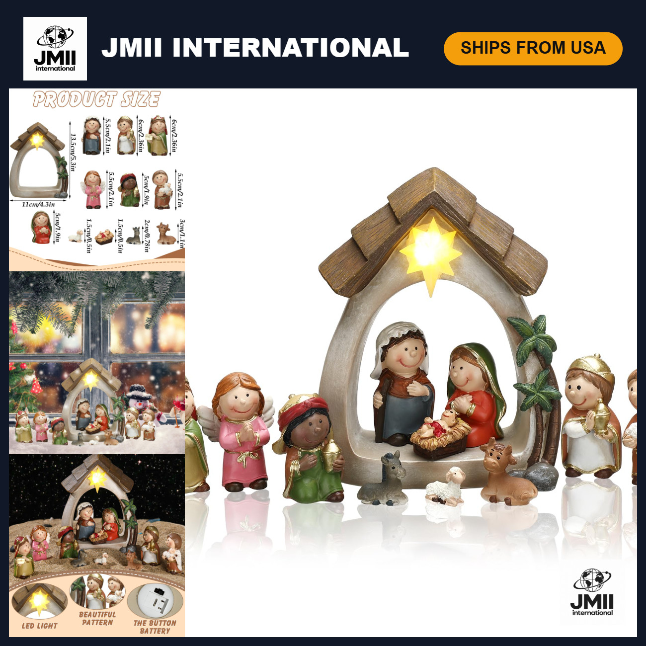 12 Pcs LED Light Christmas Nativity Scene Set for Indoor Holiday Decor