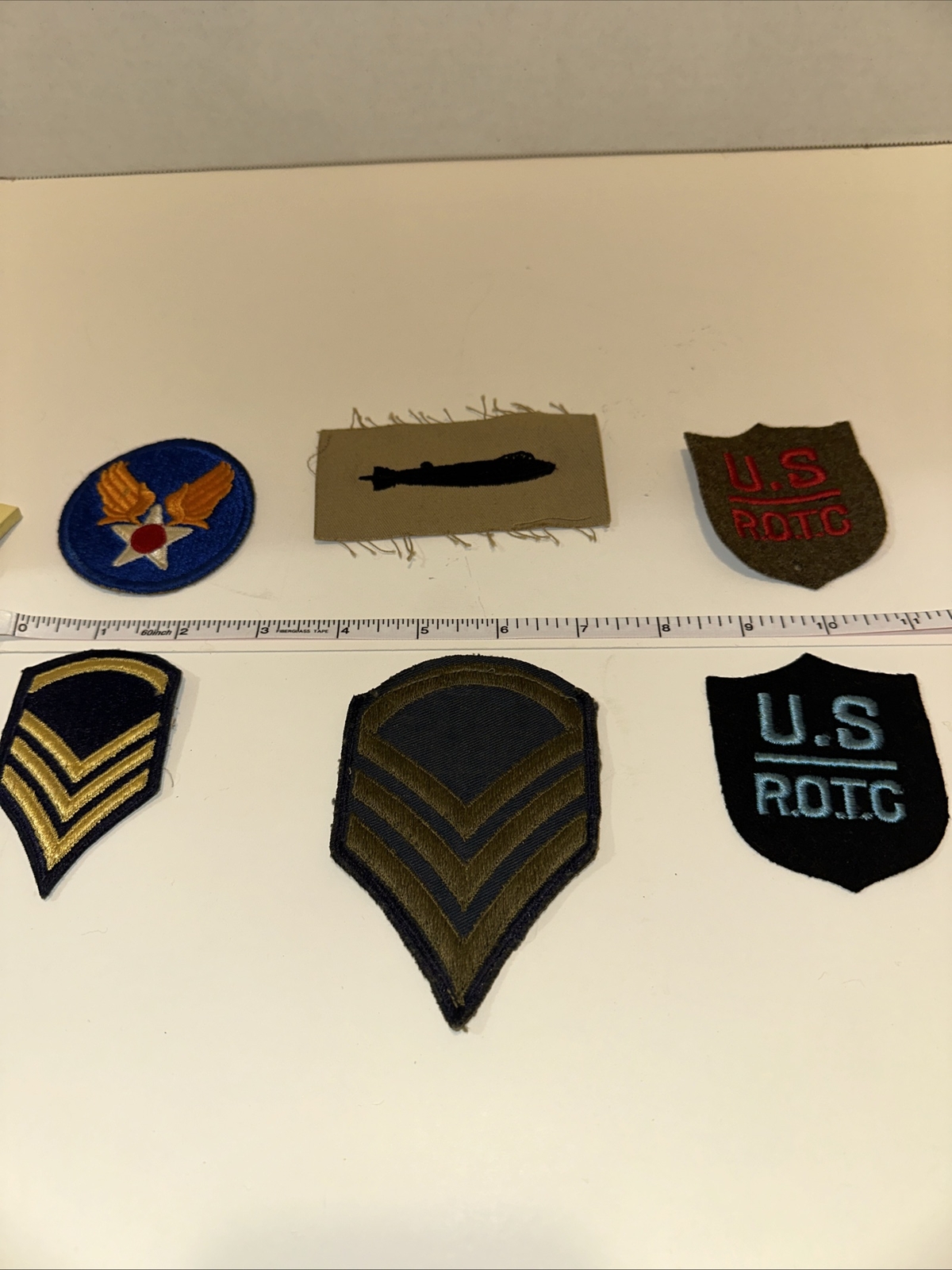 Six (6) Authentic Pre WWII US ROTC Cadet Patches and WWII Patches