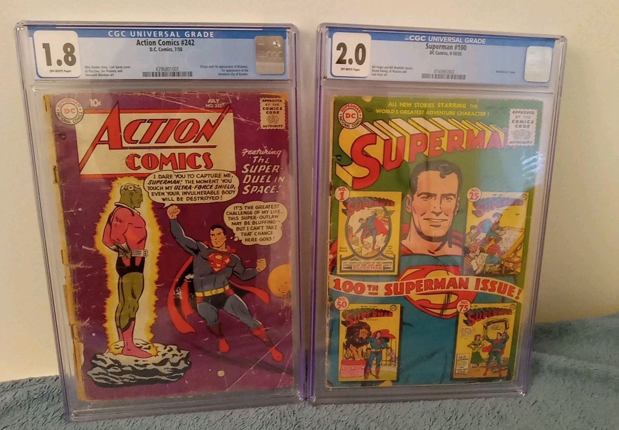 Action Comics # 242  CGC 1.8  1st Brainiac  + Superman 100 CGC 2.0 