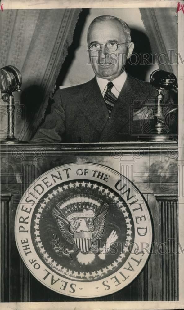 1948 Press Photo President Harry Truman Asks for Military Draft - nox56396