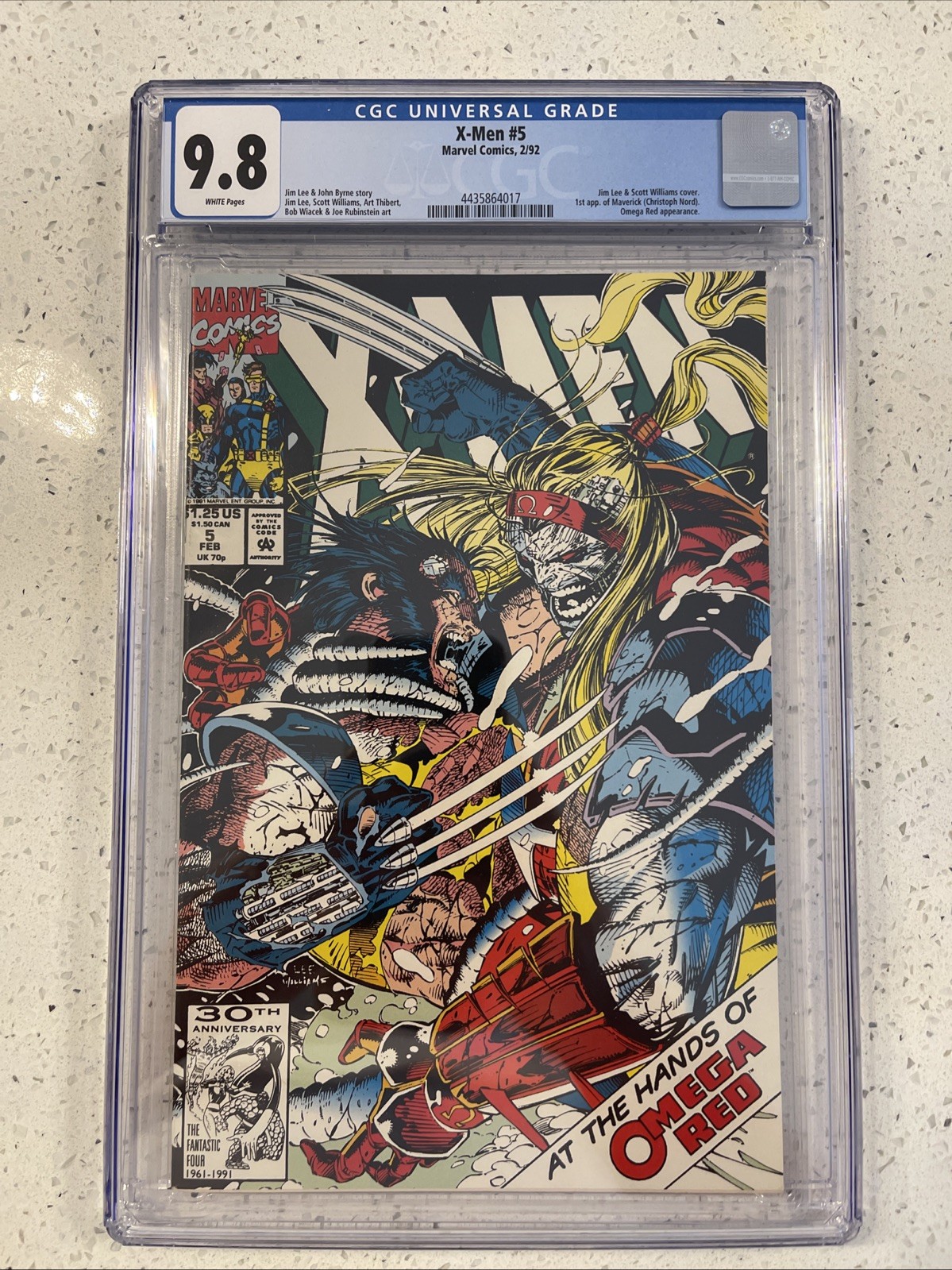 X-Men #5 CGC 9.8 NM/MT Marvel Comics 2/92 Omega Red 1st Appearance of Maverick