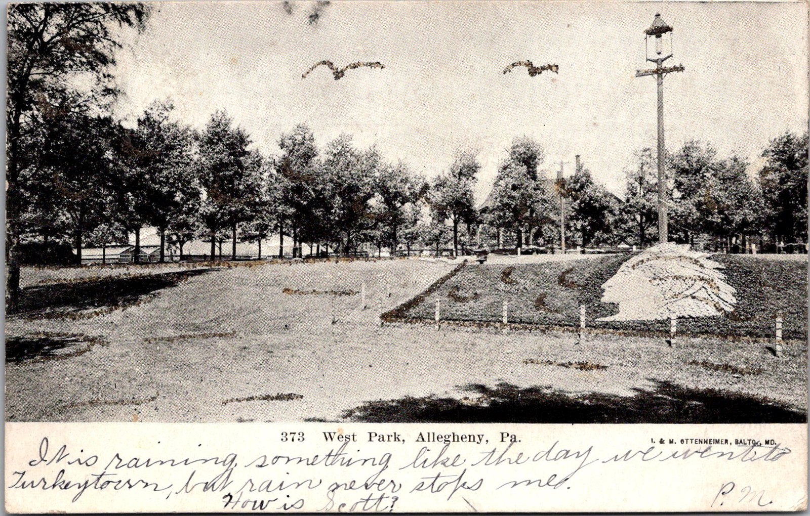 West Park Allegheny PA 1908 Vintage Postcard 5P21-6