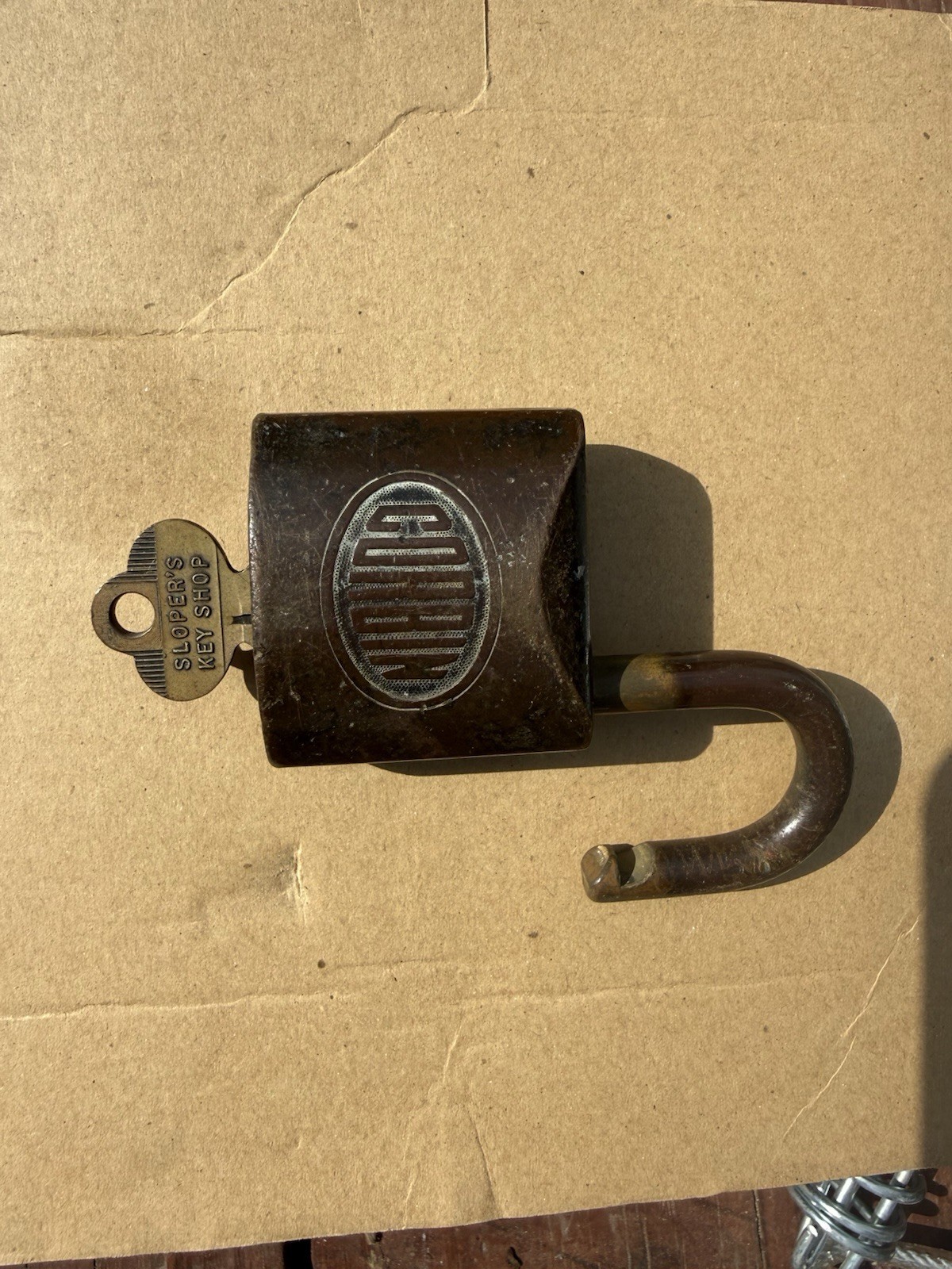 Title: Vtg 1930s Corbin Solid Brass Padlock  Antique Lock