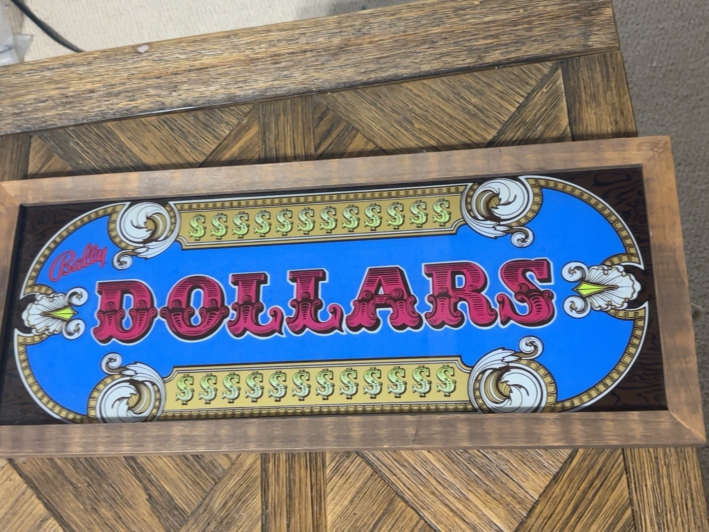 Vintage Bally's “Dollars” Casino / Coin-Op Gaming Advertising Sign, Framed, 21x9