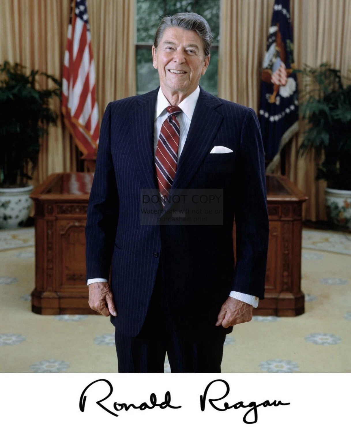 PRESIDENT RONALD REAGAN OFFICIAL 8X10 PRINTED SIGNATURE / AUTOGRAPH REPRINT