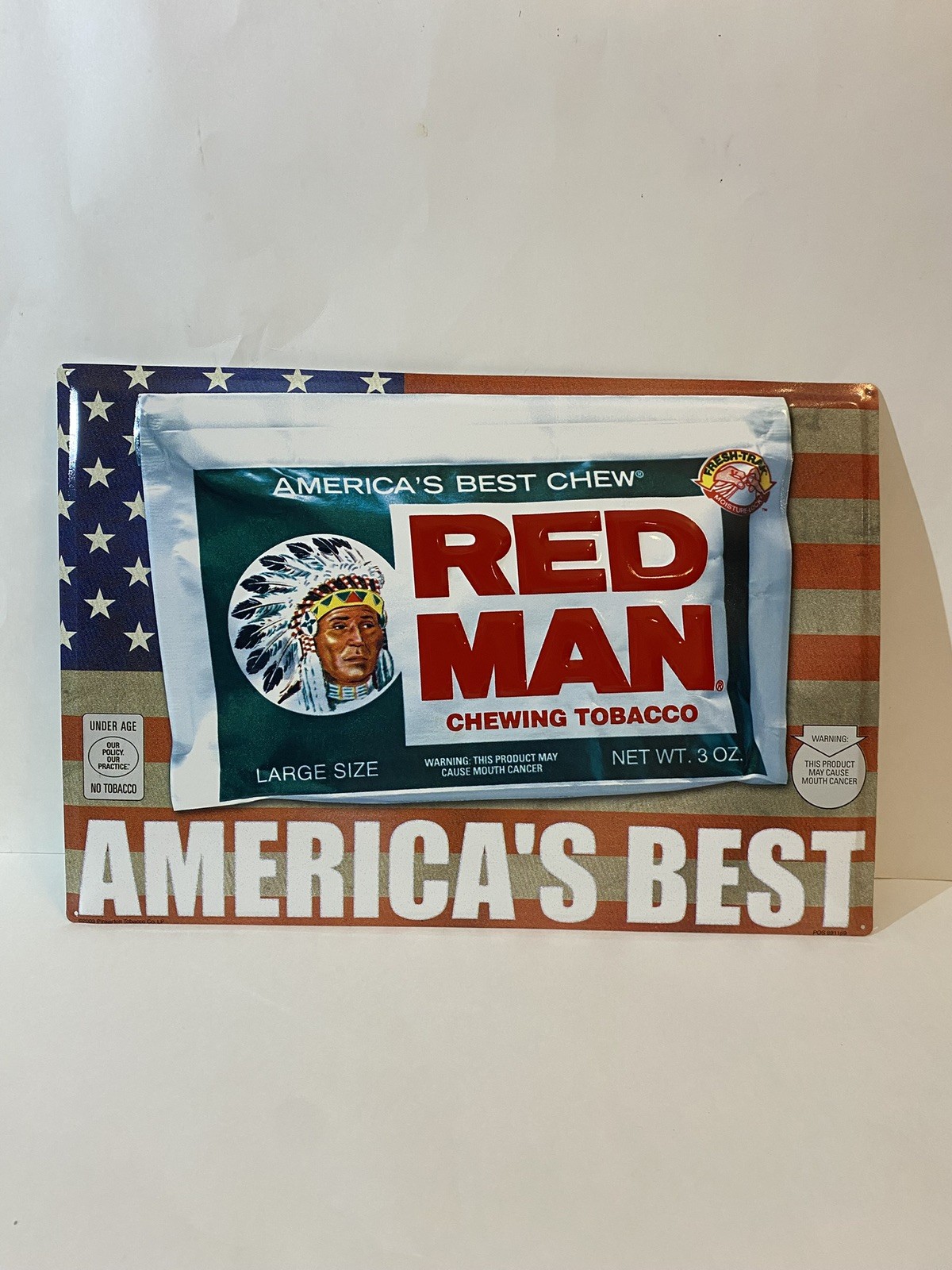 Red Man Embossed Chewing Tobacco Metal Sign
