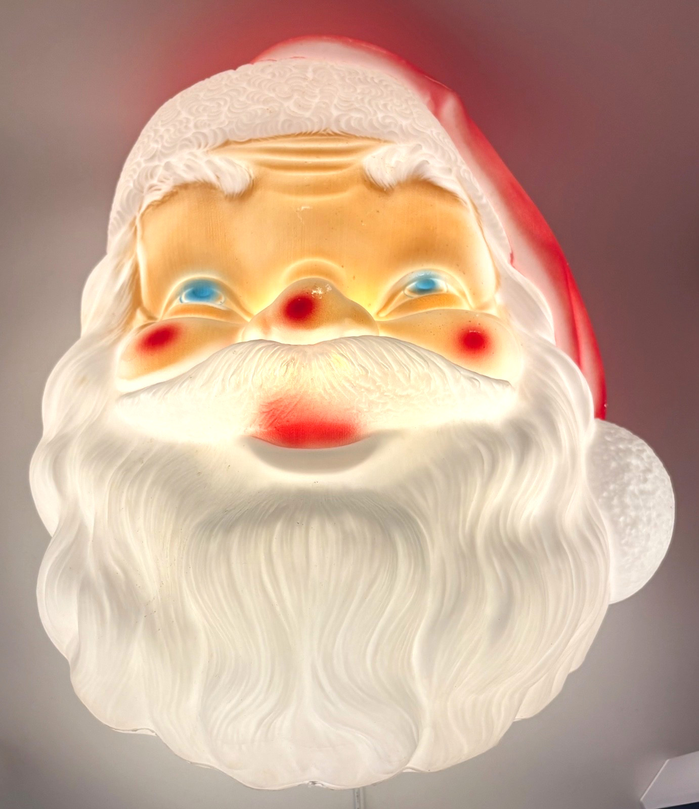 VTG 1968 EMPIRE Blow Mold Lighted Santa Claus Head Face 17” Christmas Decor