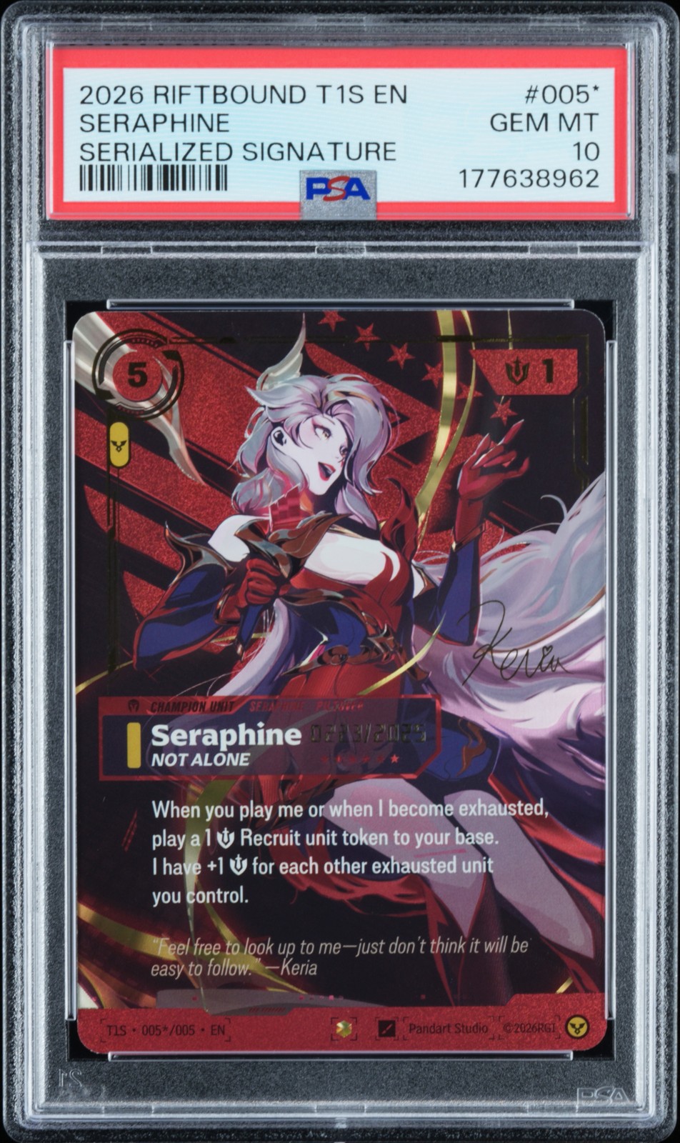 2026 SERIALIZED SIGNATURE #005* SERAPHINE - NOT ALONE 223/2025 PSA 10