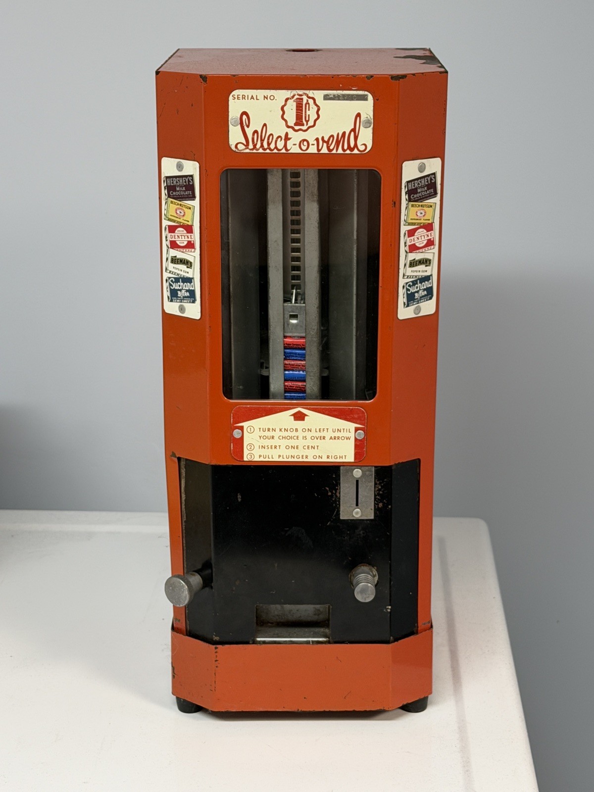 Vintage Select-O-Vend Candy & Gum Penny Vending Machine 1940's Hershey, Dentyne
