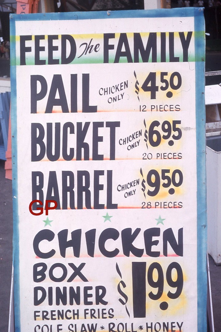 #XX164 - h Old 35mm Slide Photo- New York Worlds Fair Restaurant Menu Sign- 1964