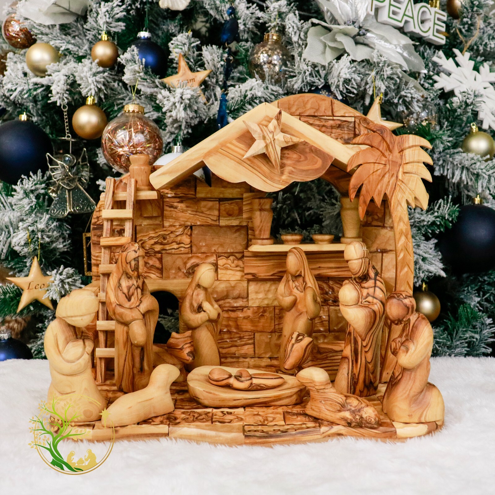 Personalized Christmas Nativity Set-Wooden Olive Wood Nativity Set Scene