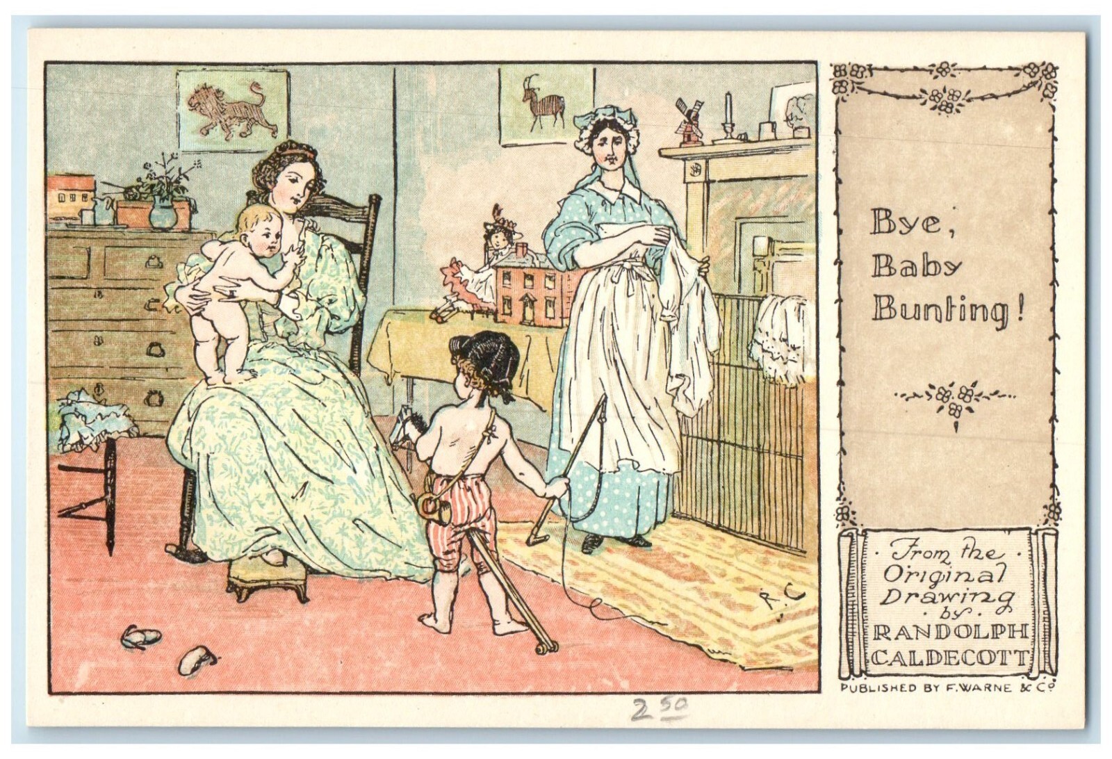 c1910's Baby Bunting Original Drawing Randolph Caldecott's Pictures Postcard