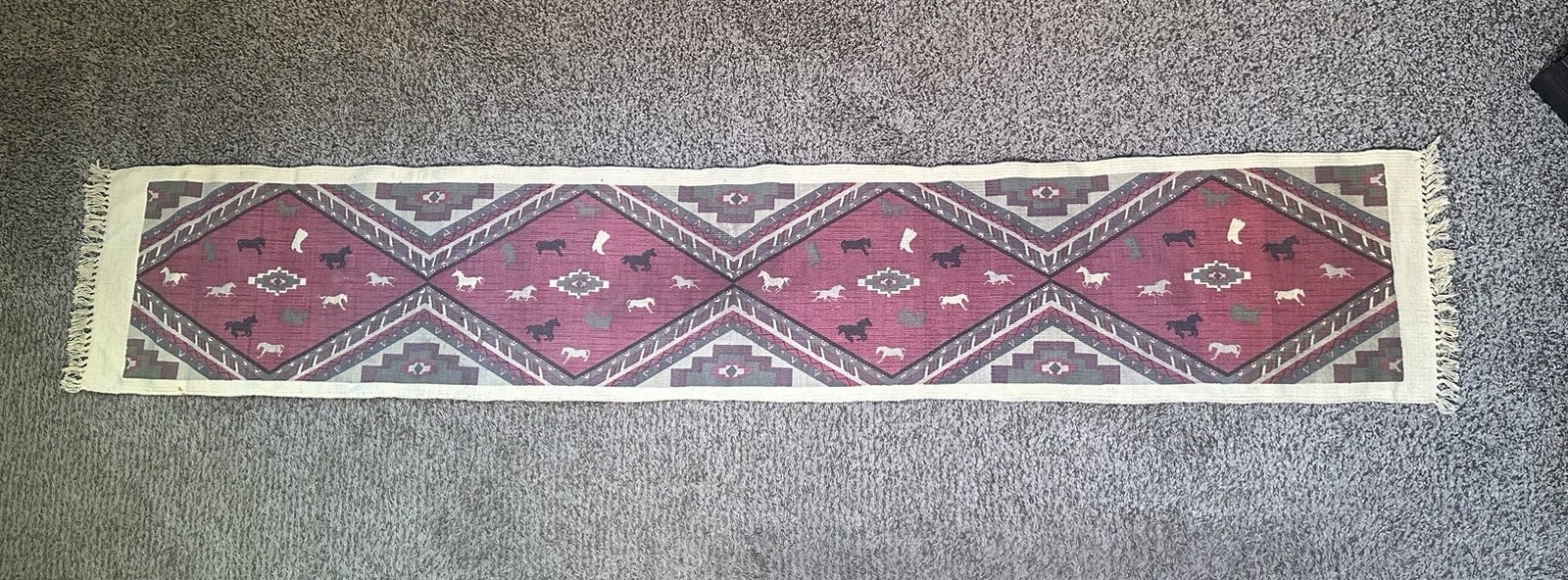 Vintage Native American Table Runner Rug 75” X 13”