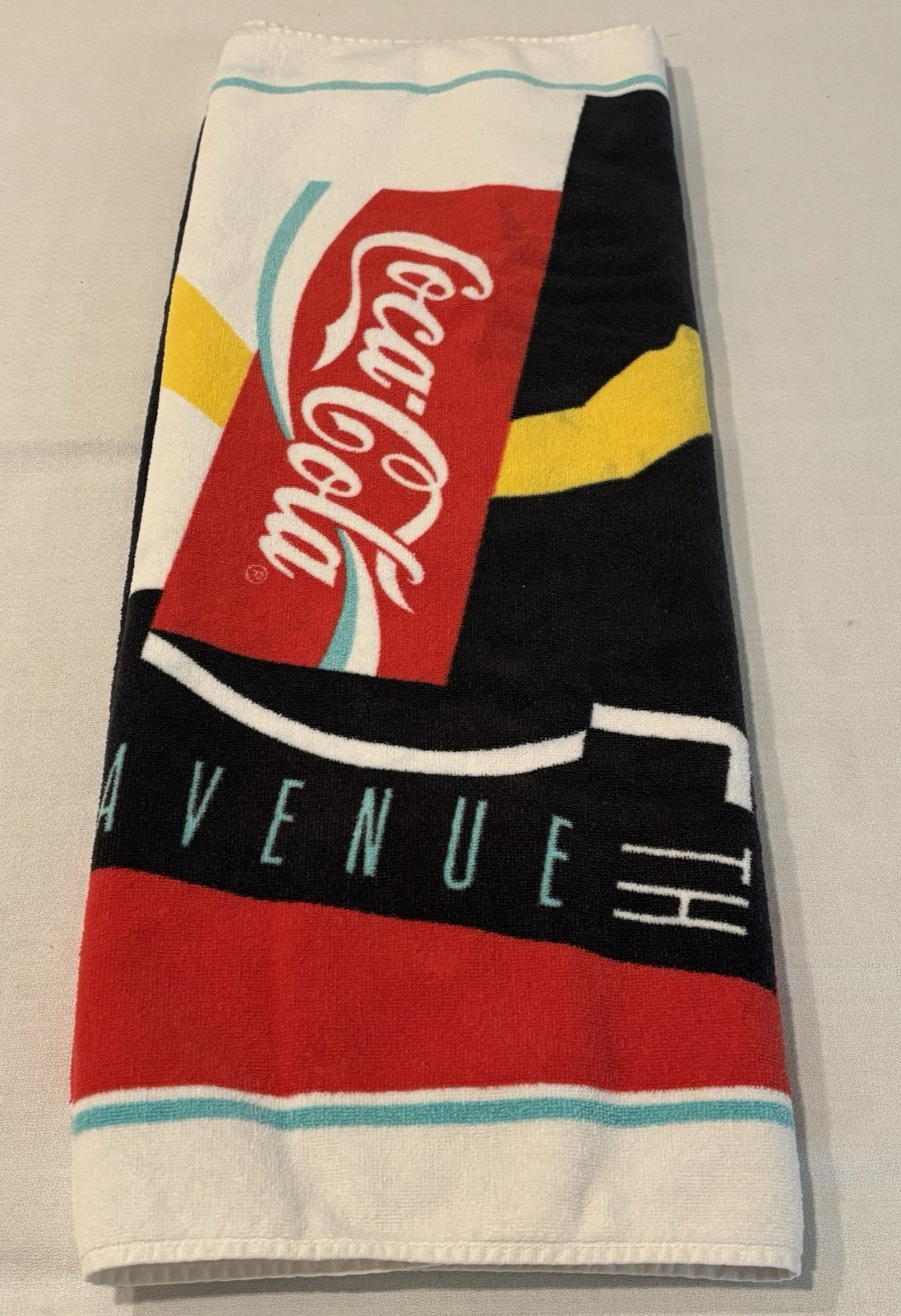 Vintage 1991 Coca Cola Beach Towel Retro Promotional 5th Avenue
