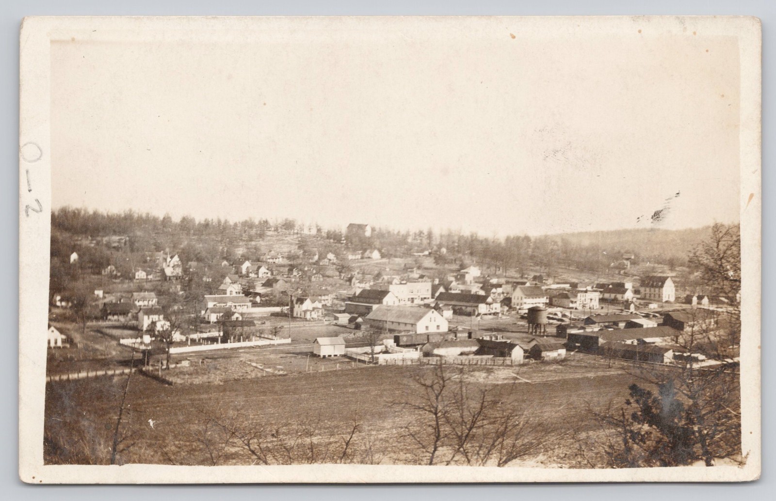 RPPC Aerial Panoramic View of Unnamed Town Village 1904-1918 Real Photo Postcard