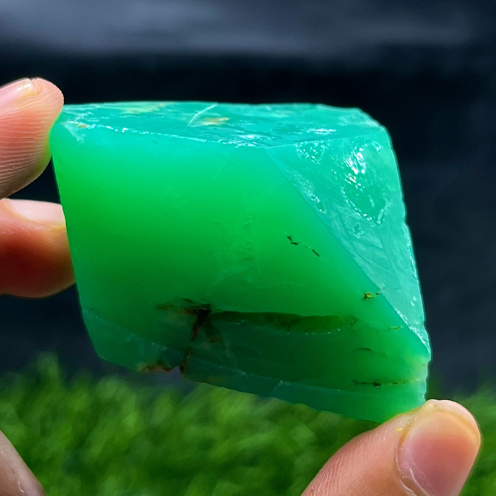 363 Cts Natural Large Green Chrysoprase Rough Specimen – Big Raw Gemstone Nugget