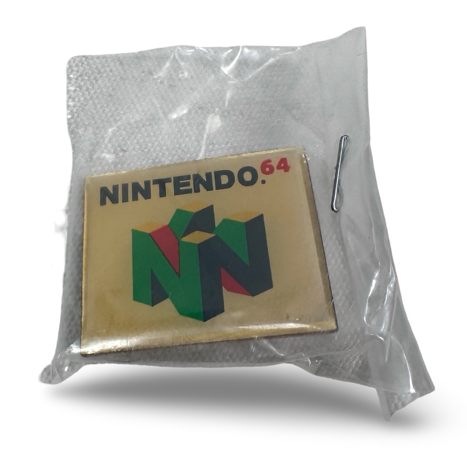 Vintage Nintendo 64 N64 Logo Gold Tone Lapel Pin New Sealed Retro Gaming 1990s