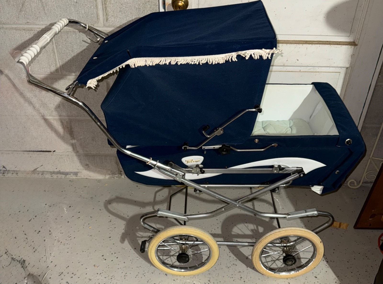 Vintage 1970s Peg Perego Giuseppe Baby Navy Pram Stroller System ITALY EXE CLEAN