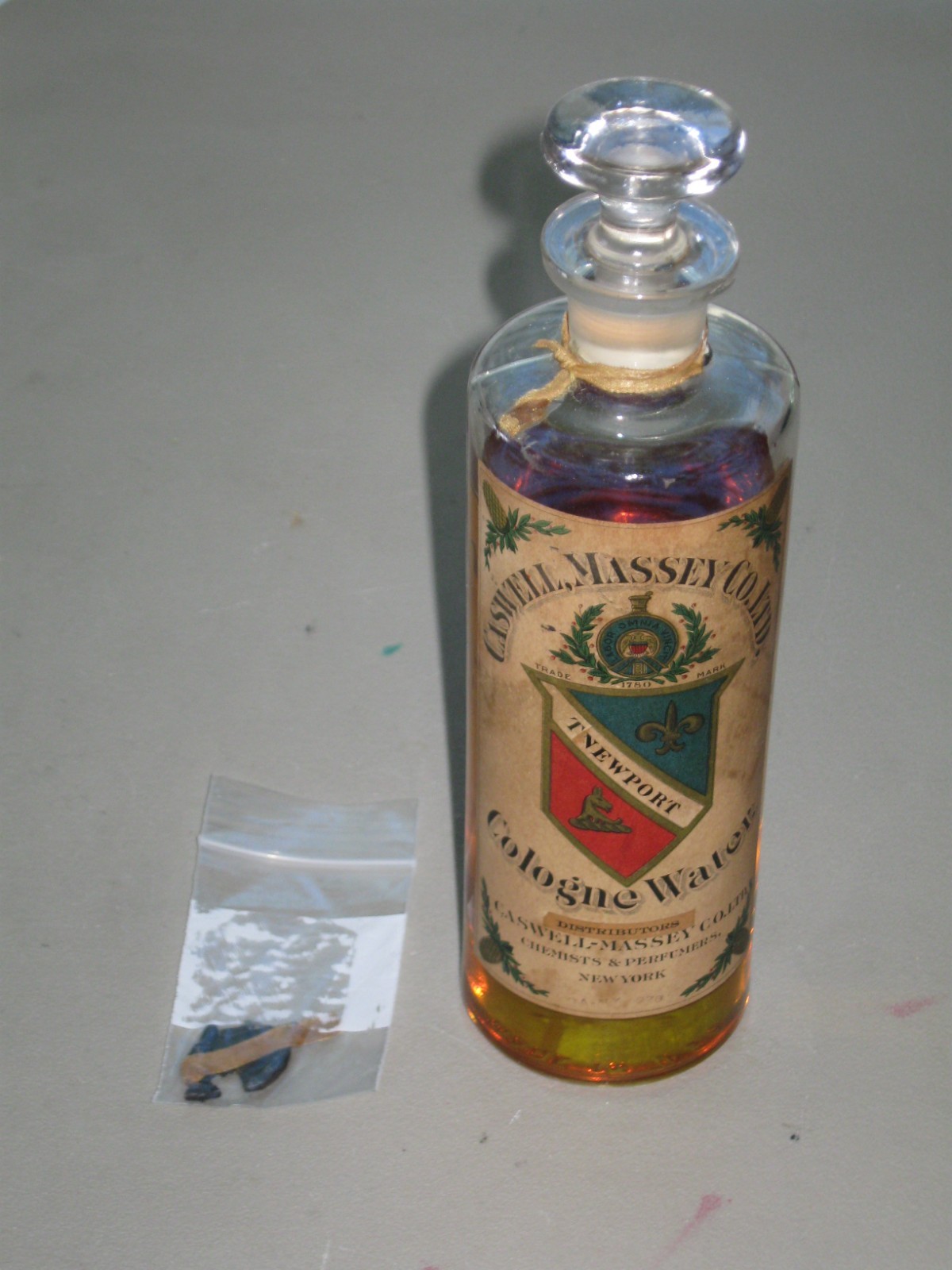 Antique/Vintage Caswell-Massey Newport Cologne Water Bottle Sealed 3/4 Full - 9