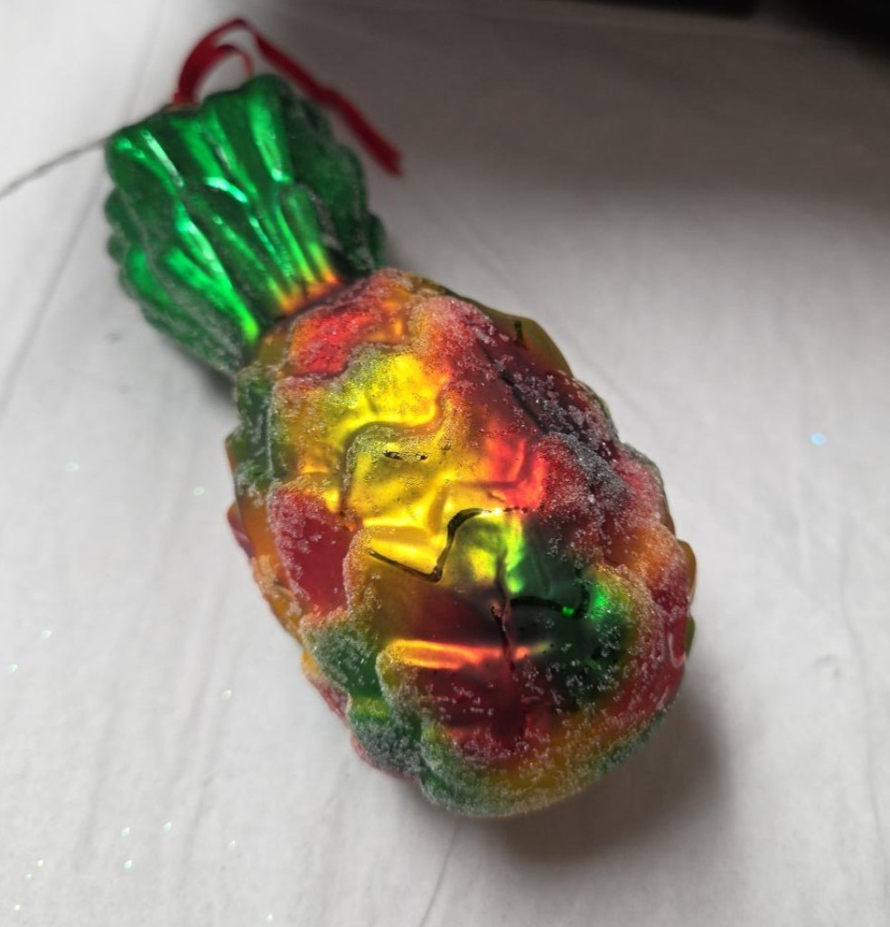 Christopher Radko Pineapple Frost 97-112-0 Sugared Glass Ornament Vintage