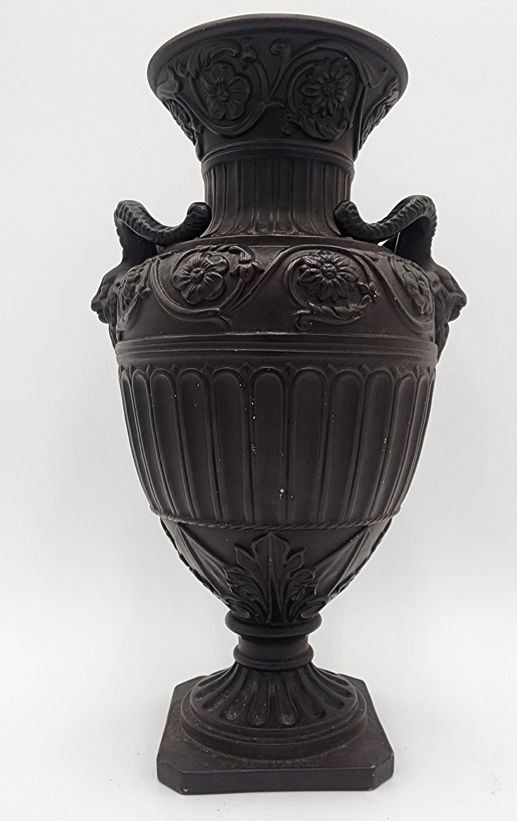 19th Century Neoclassical Black Basalt or Ebonised Earthenware Urn marked FGW.