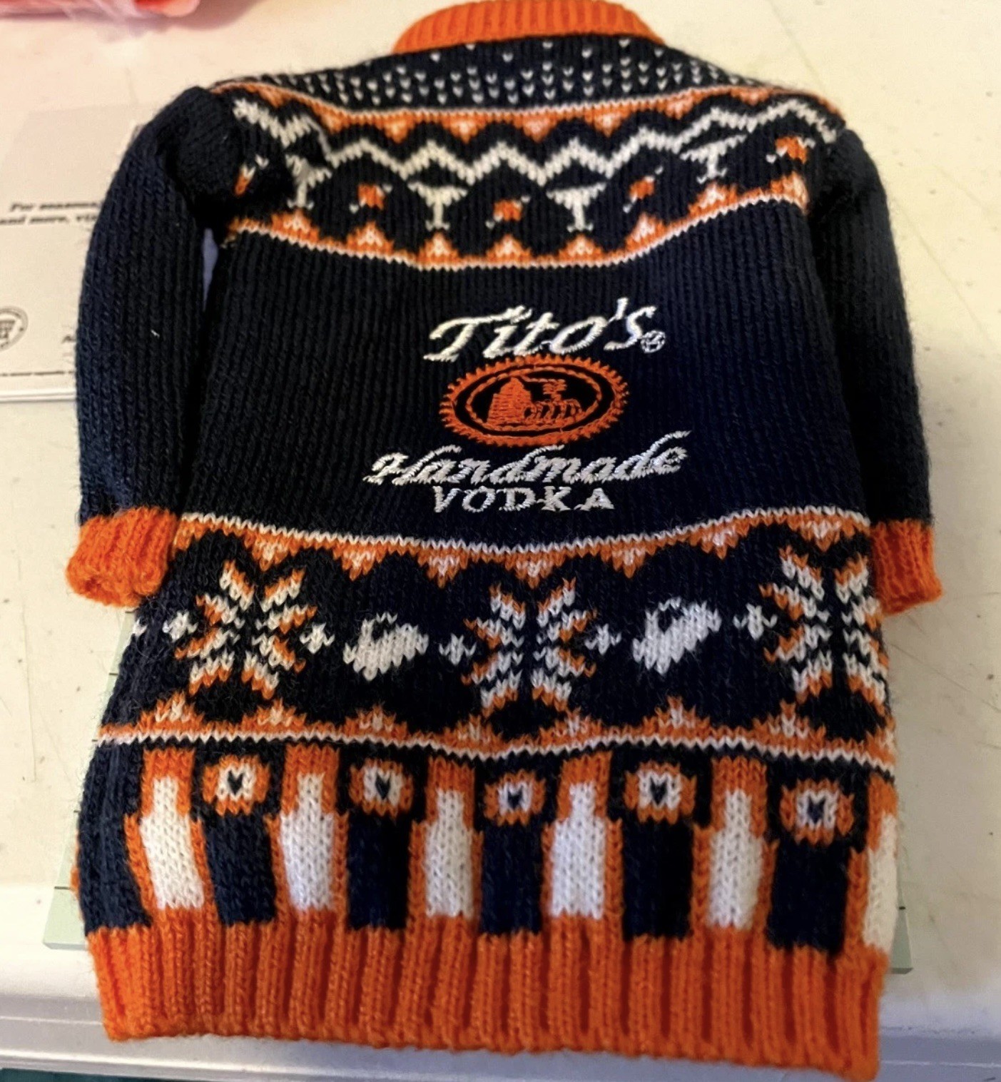 Tito’s Vodka Bottle Mini Sweater Christmas Holiday 2025 Black & Orange lot of 4