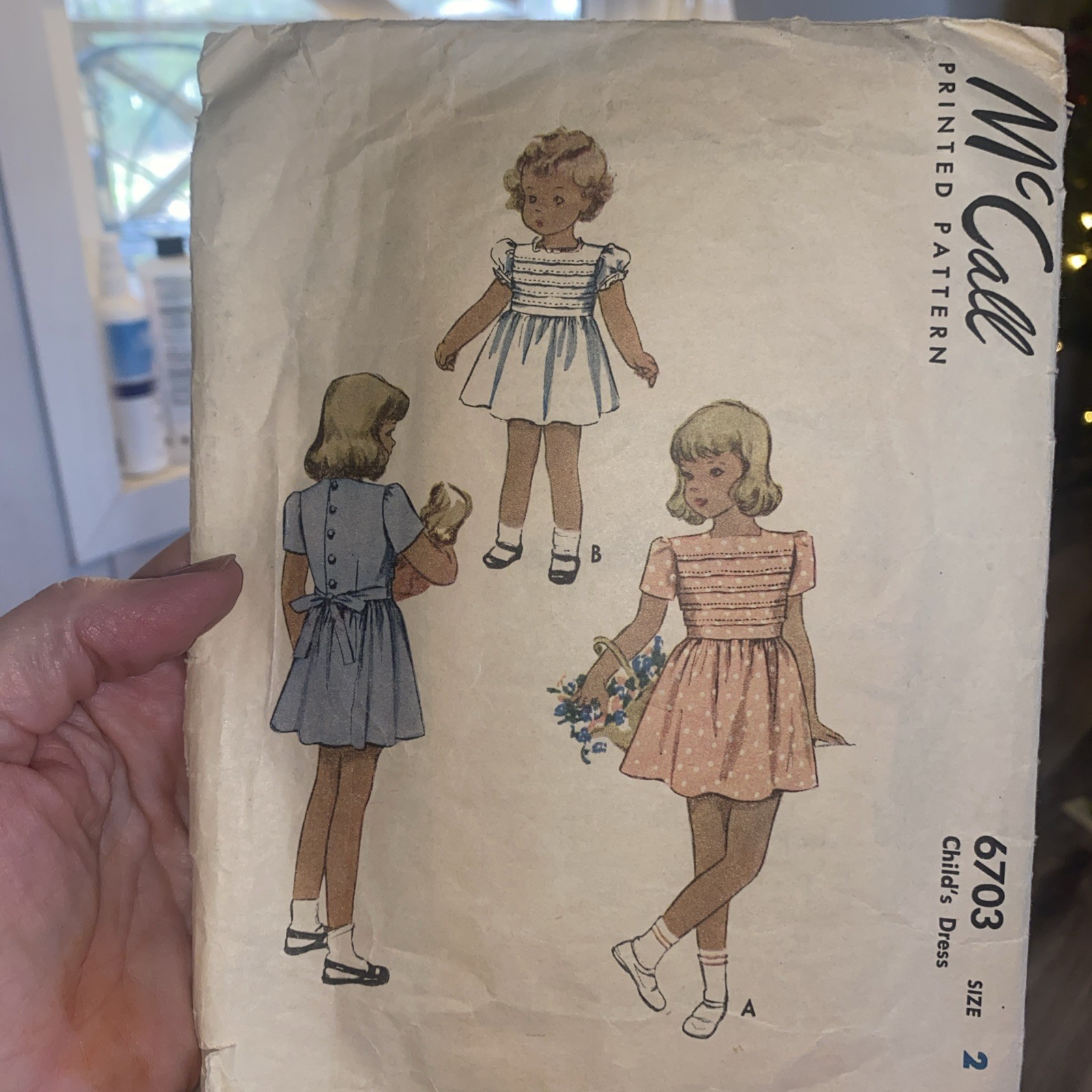 Vintage 1940’s Girls McCalls Sewing Pattern 6703 Size 2 Cut Complete