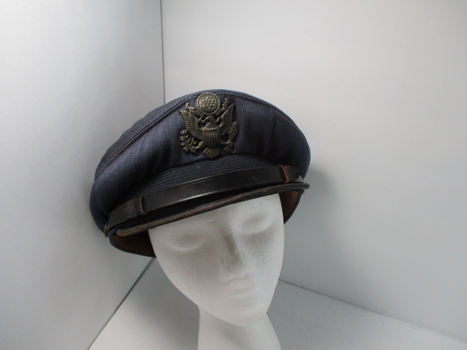 Vintage 1949-1951 United States Air Force Officer Hat 7 1/2 Wool Blue Cover