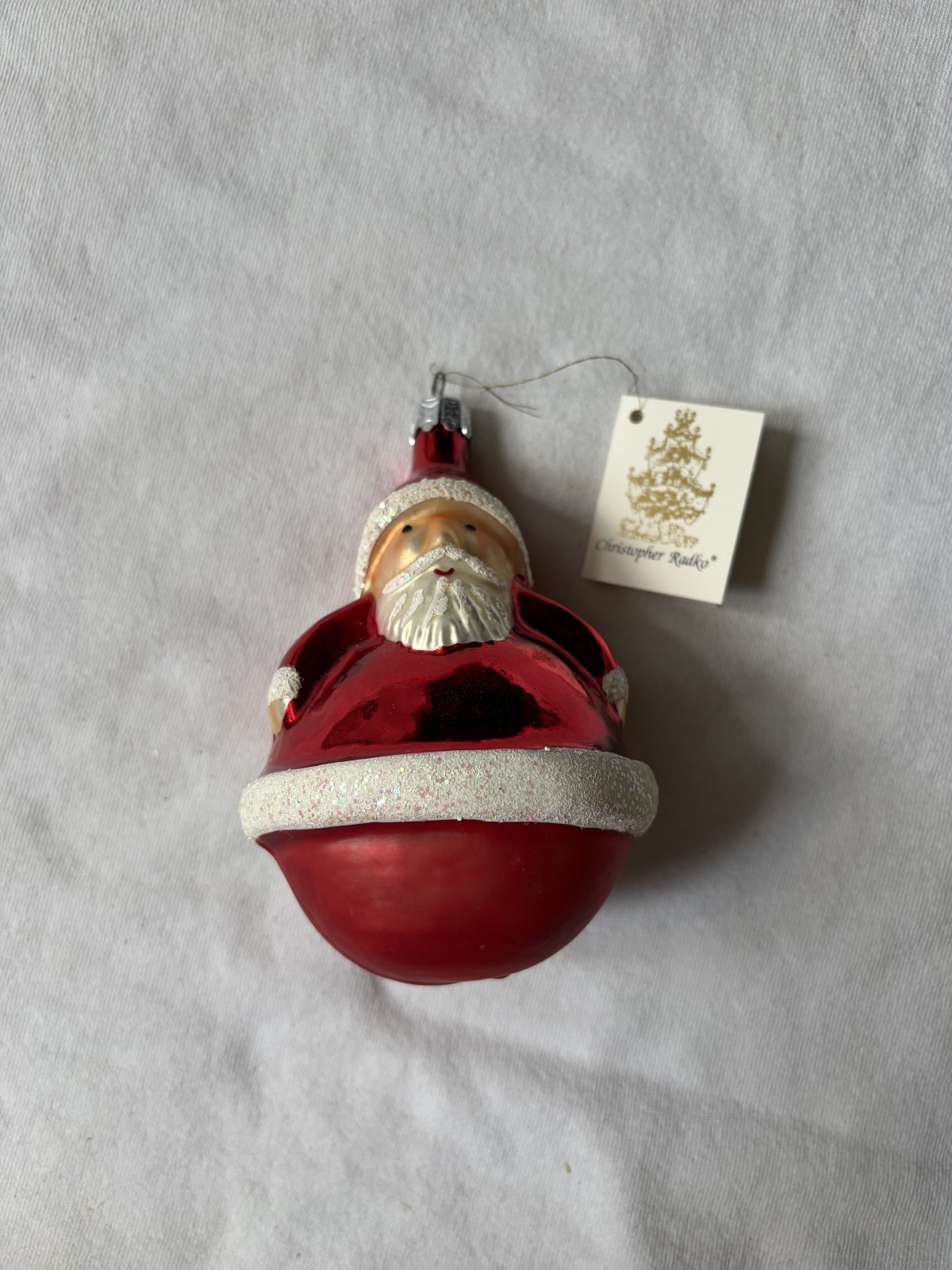 Vintage Christopher Radko Roly Poly Santa Glass Ornament 4.5\