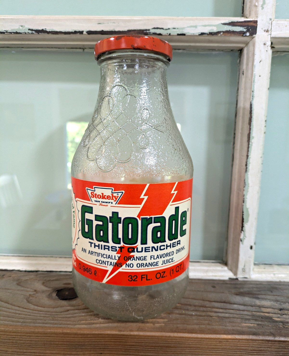 Vintage Glass Stokley Van Camp's Gatorade Bottle. 32 Oz. 1982 World's Fair.