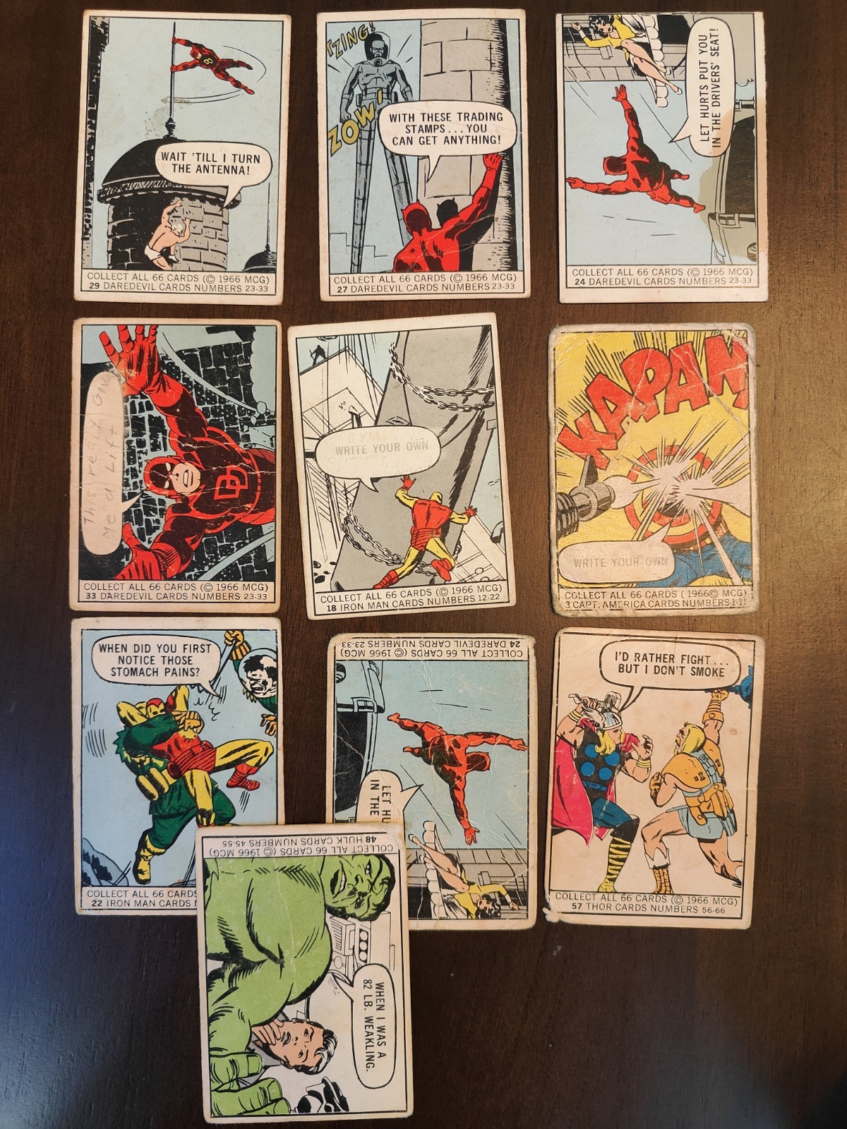 1966 Donruss Marvel Superhero lot of 10  w Iron Man Thor Hulk Daredevil