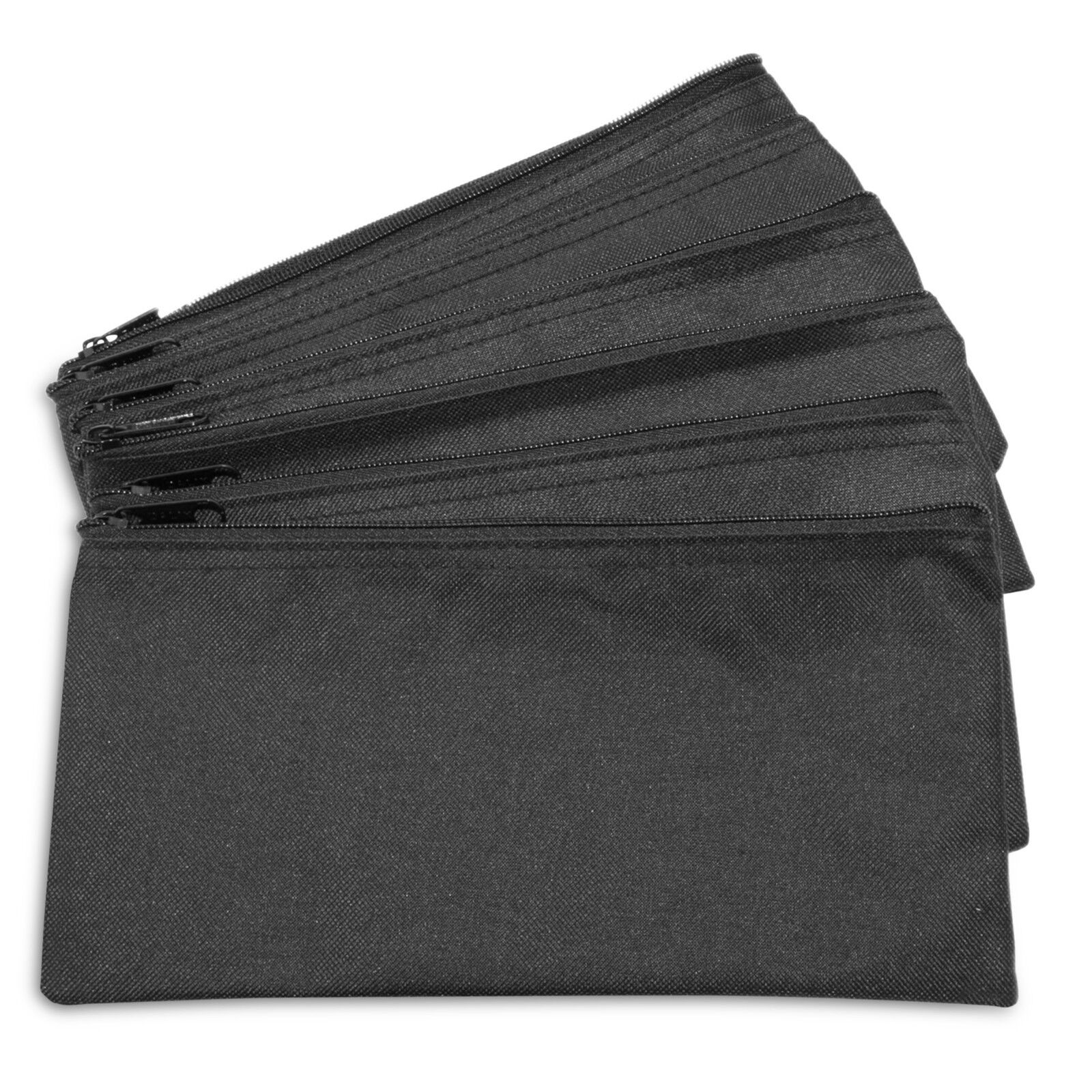 DALIX Zipper Bank Deposit Money Bags Cash Coin Pouch 6 Pack in Black