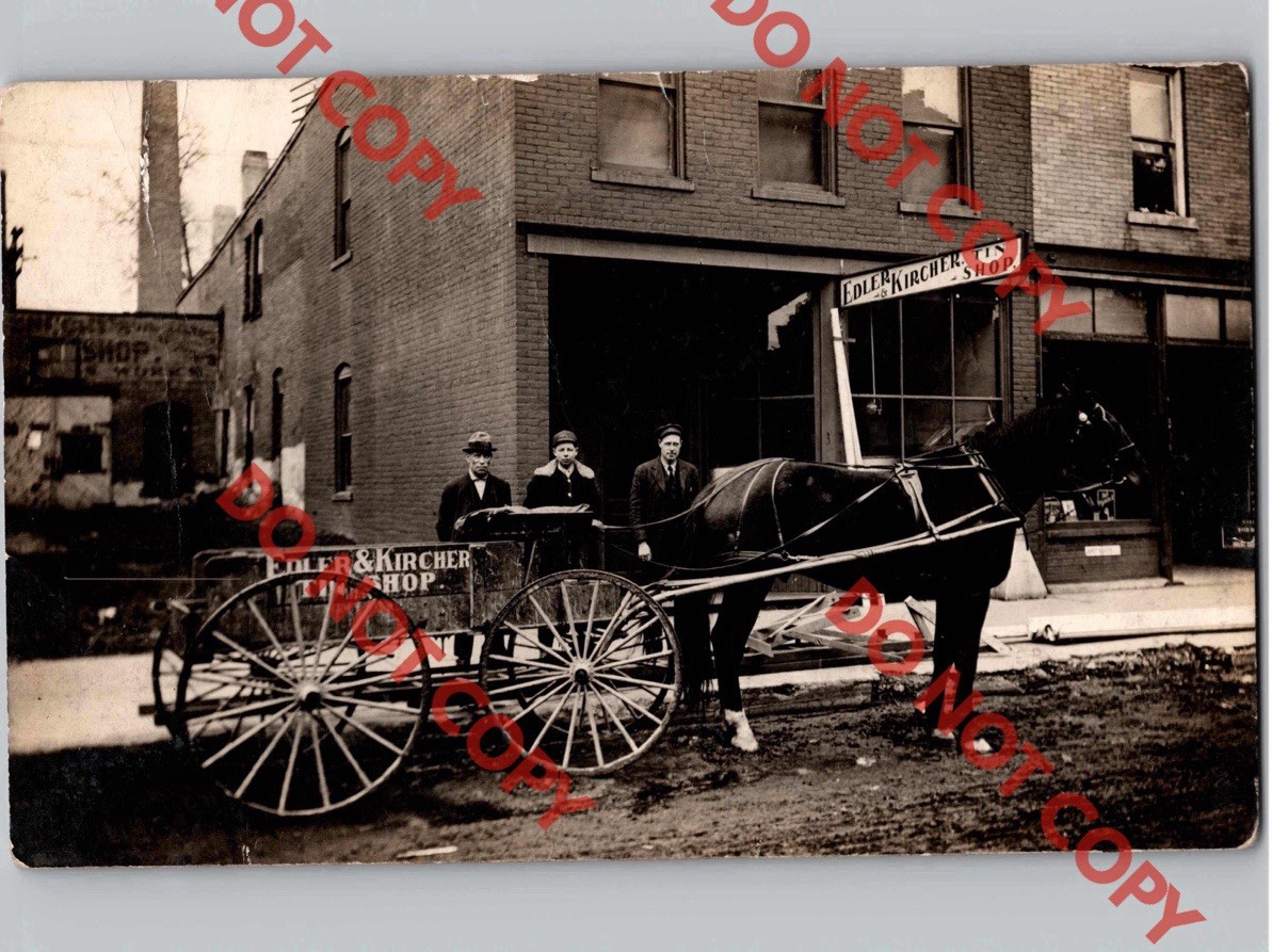 c1910 Edler & Kircher Tin Shop Horse Wagon SPRINGFIELD Massachusetts MA RPPC