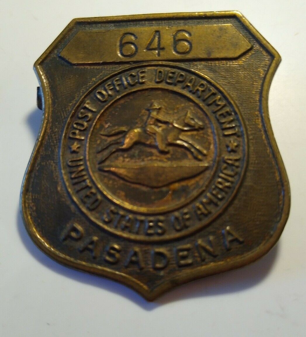 Original Vintage ~ U.S Post Office Department  Employee Badge ~ Pasadena #646