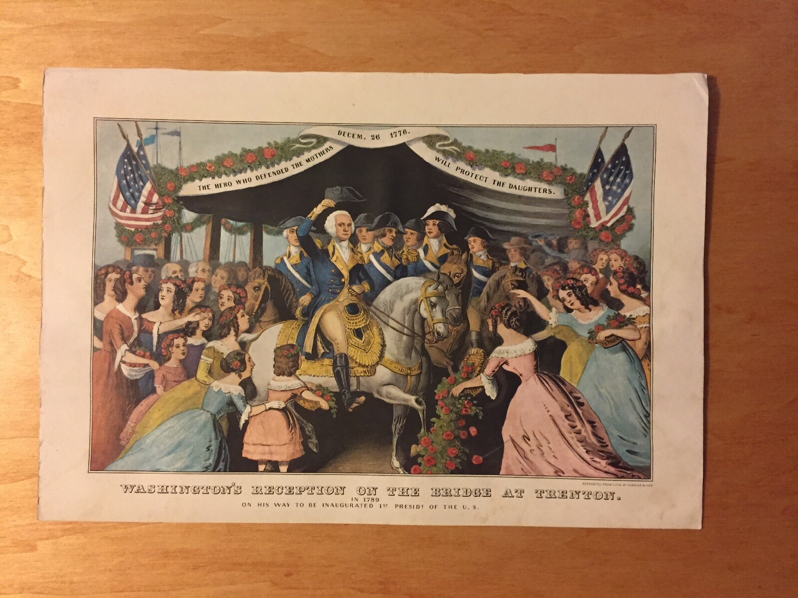 Currier & Ives “Washington’s Reception On The Bridge” Sept1969 Calendar Page