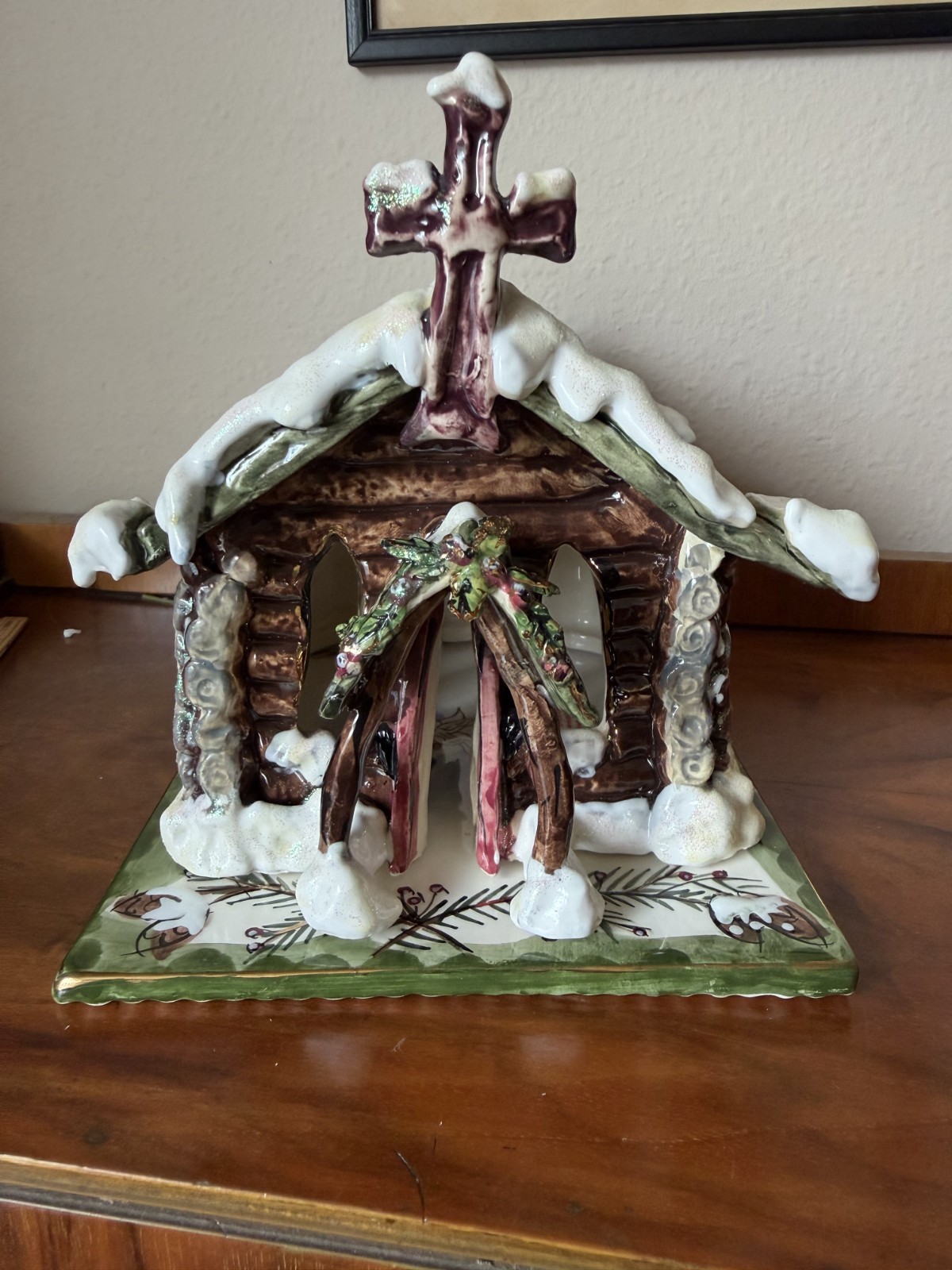 Blue Sky Clayworks Log Cabin Church 2001 Heather Goldminc Complete with Box